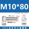 Suministro Directo de Fábrica Tornillo de Cabeza Cilíndrica de Acero Inoxidable 304 con Hexágono Interior Rosca Inversa, Varilla Roscada Tornillo de Rosca Inversa M4-M20
