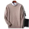 Nuevo Suéter de Cachemira para Hombre Otoño e Invierno 2023, Suéter de Lana de Punto Grueso con Cuello Redondo, Camisa Base Casual de Negocios para Jóvenes