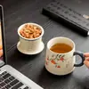 Separador de Chá Infusor Copo Ruyi de Caqui Copo para Escritório Casa com Tampa Caneca de Grande Capacidade Copo de Água Cerâmico