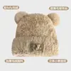 Nuevo Gorro de Punto con Orejas de Oso Lindo para Mujer, Suave Felpa para Otoño e Invierno, Cubre-Cabeza Cálido de Lana