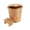 Barril para Baño de Pies Redondo de Madera Maciza de 40 cm de Alto con Tapa Barril para Baño de Pies Barril Espesado para Fumigación Barril para Baño de Pies Tienda de Baño de Pies para el Hogar