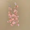 Beleza Rosa ~ Brincos de Franja Flor Rosa Super Fada Brincos Doces Femininos Joia de Orelha para Férias de Primavera e Verão Clipe de Orelha