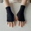 Guantes para Mujer en Otoño e Invierno Guantes de Medio Dedo sin Dedos para Estudiantes Escribiendo Cálidos Guantes de Lana Tejida Suministro Transfronterizo