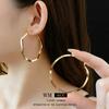 Aretes Redondos Asimétricos de Aguja de Plata, Estilo Sencillo y Fresco, Aretes de Moda Europeos y Americanos, Lujo Accesible y Aretes de Gama Alta para Mujeres