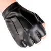 Nuevos guantes de cuero de medio dedo con tres bandas para hombre, cuero PU, moda para mujer de discoteca, actuación, hip hop, guantes de baile