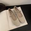 Sapatilhas Retrô de Bico Quadrado e Boca Baixa para Mulheres Primavera & Outono Novos Sapatos de Feijão de Veludo Cotelê Sapatilhas Femininas Casuais de Fada Mary Jane