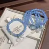 Pulsera de Ágata Calcedonia Natural color Aguamarina con Cierre de Paz para Mujer, Simple Estilo Nuevo Chino Bolsa de la Suerte Regalo, Directo de Fábrica