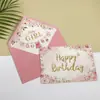 Set de tarjetas de agradecimiento de Amazon con estampado de lámina dorada, tarjetas plegables en blanco estilo ins en inglés con sobres para saludos navideños transfronterizos