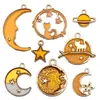 YukuMixed 8 Estilos Gota de Aceite Estrella Luna Planeta Gato Dijes de Aleación DIY Aretes Collar Accesorios de Joyería