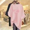 Camiseta de Manga Curta para Mulheres, Estilo Ins da Moda, Nova de Verão 2025 Estilo Europeu, Comprimento Médio, Algodão Puro, Cobre a Barriga, Camiseta Branca Oversized