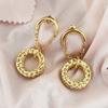 Aretes de estilo retro, temperamento moderno, nicho, diseño único, forma geométrica circular, aretes chapados en oro de lujo ligero de alta gama