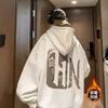 Marca de moda japonesa sudadera con capucha forrada de polar para hombre otoño e invierno talla grande moderna grasa holgada estilo perezoso chaqueta deportiva