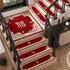 Alfombrillas para Escalones Estilo Chino, Alfombrillas Rojas Antideslizantes para Bodas, Cobertura Completa de Alfombra para Escalones, Limpiables y Lavables, Hechas a Medida para Uso Doméstico