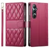 Adequado para Capa flip para celular OPPORENO15F com padrão de diamante OPPOA6X com alça de pulso suporte para usar na transversal capa de celular anti-queda