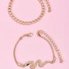 Conjunto de pulseiras de corrente de cobra curva estilo retrô personalidade transfronteiriça 2 peças Europeu e Americano tudo combina pulseira estilo étnico