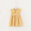 Roupas Infantis 2025 Verão Novo Vestidos Xadrez para Meninas Gola Boneca Saias Infantis Vestidos Jardineira para Bebês