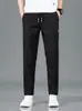 Calça de Terno Masculina de Seda Gelada Respirável Fina de Verão Secagem Rápida Solta Reta Micro-Elástica Tendência Casual
