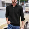 Sudadera Pulóver Casual para Hombre Estilo Europeo y Americano Transversal con Media Cremallera y Cuello Campana, Nueva Colección Primavera y Otoño 2025