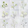 Ramo falso de simulación de color blanco terminado con flores de seda artificial para boda, fila de flores de plástico, arreglo de boda de alta calidad