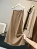 Elegante y sofisticada falda de seda cupro estilo francés de línea A para mujer, nueva de otoño 2026, de cintura alta, versátil, ajustada, tipo sirena