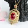 Colgante de Rubí Cultivado Guan Yu Collar de Corindón Rojo Joyería Estilo Palacio Fábrica Mayorista Dropshipping S4053002
