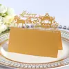 Boda Carruaje Real Negro Tarjetas para Asiento de Coche de Boda Tarjetas de Boda Cortadas con Láser Tarjetas de Lugar de Mesa de Gama Alta Venta al por Mayor en Zhejiang