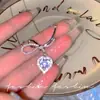 Acero de Titanio No se Desvanece Collar de Corazón Dulce Cadena para Clavícula de Corazón de Niña Incrustado con Circón Collar Popular Nicho Nuevos Accesorios