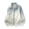 Camisa informal de manga larga tie-dye de moda para hombre, nueva camisa de moda con estampado de color degradado, chaqueta de trabajo para hombre