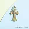 Colgante de Accesorio en Forma de Cruz, Exquisito y de Moda, Colgante de Aleación de Diamante Incrustado con Goteo de Aceite, Piezas para Joyería DIY, Llavero para Ropa