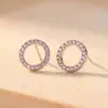 Bestseller transfronterizo: sencillos, exquisitos, compactos, circulares, circonita rosa de nicho, modernos, versátiles, pendientes de diseñador para mujer de alta gama
