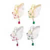 Broche de Mariposa de Nácar Natural Borla de Circonita Colorida Pin de Perla Nuevo Estilo Chino Lujo Ligero Corsage para Abrigo Traje