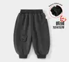 Pantalones para Niños Otoño e Invierno Nuevos Pantalones Deportivos para Niños Marrón Pantalones de Chándal para Niños 2025 Nuevos Pantalones Cálidos de Felpa para Bebé