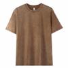 Camiseta de Manga Curta Gola Redonda Estilo Retrô Europeu e Americano, Algodão Puro Lavado, Floco de Neve Vintage, 230g, Comércio Transfronteiriço, Para Jovens