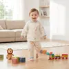 Nuevo Conjunto de Algodón Gasa para Niños para Estar en Casa, Pijama de Encaje, Algodón Puro Grado A, Niñas y Niños, Primavera y Verano, Delgado y Holgado