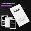 Kit de Película Temperada Película Limpador de Tela de Celular Bolsa com Álcool Camurça Removedor de Poeira Papel Kraft Branco terno