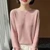 Nuevo estilo de verano de punto hueco de seda helada, doble patrón, holgado, talla grande, cuello redondo, manga larga, versátil, suéter top básico para mujer