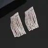 Pendientes de plata de aguja europea y americana con diamantes y borlas, pendientes de nicho de lujo ligero de alta gama, diseño exquisito y elaborado, venta al por mayor