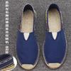 Sapatos de Palha com Solado de Linho Artesanais de Verão para Homens, Slip-On Sapato de Pescador Preguiçoso, Sapatos Individuais Casuais Respiráveis Absorventes de Suor, Sapatos de Lona