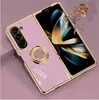 Adecuado para Funda de Teléfono Móvil Samsung Z Fold7/6 5/4 Soporte de Hebilla de Anillo Electrochapado Magnético para Coche Plegable Cubierta Protectora de Pantalla