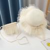 Sombrero protector solar para niños, sombrilla de verano para niñas, sombrero de paja, bolso, traje para niñas, sombrero de playa de princesa con encaje estilo occidental para niñas.