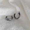 Pendientes vintage desgastados de plata de ley 925 para mujer, ligeros, de lujo, de alta gama, con hebilla de plata tailandesa, sencillos y elegantes.