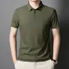 Camisa Polo de Seda de Hielo Sin Costuras de Alta Gama Talla Grande para Hombre Multicolor Tendencia Verano 2025 Marca Polo con Cuello Camisero Manga Corta de Negocios para Hombre