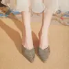 Medias Pantuflas Mujer Nuevo Estilo 2025 Verano Puntiagudas Pedrería Tacón Alto Estilo Francés Baotou Sandalias Ropa Exterior para Mujer talla extra Zapatos de Mujer