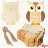 Decoração de Coruja de Madeira Transfronteiriça Peças de Madeira para Pintura Criativa Infantil DIY Gato Festa de Feriado Enfeites Pendurados Artesanais