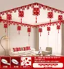 Set de Decoración de Habitación de Boda para la Decoración del Techo del Novio, Nuevo Dormitorio y Sala de Estar de la Novia, Decoraciones Colgantes con Caracteres de Doble Felicidad, Guirnaldas de Boda