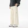 Calça Casual Versátil Masculina Tendência Novo Estilo Outdoor Simples Moda High Street Perna Reta Estilo Cargo Patch Bordado Costura Cordão