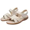 Sandálias Femininas 2026 Verão Novo Modelo Sapatos de Mãe com Solado de Couro, Antiderrapantes, Confortáveis, Fechamento com Velcro, Sandálias Baixas para Meia-Idade e Idosos