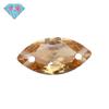 Huagang gema doble agujero ojo de caballo anillo de circón champán superficie piedra desnuda perforado forma de hoja gema de piedra blanca CZ artificial