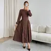 2026 Amazon Nueva Ropa Femenina Transfronteriza Europea y Americana Vestido Elegante Cuello Redondo Manga Larga Versátil Vestido de Lunares