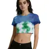 Transfronterizo Amazon Aliexpress Sitio Independiente Temu Camiseta Crop Top de Verano para Mujer Impresión a Color 3D Top de Manga Corta Dropshipping